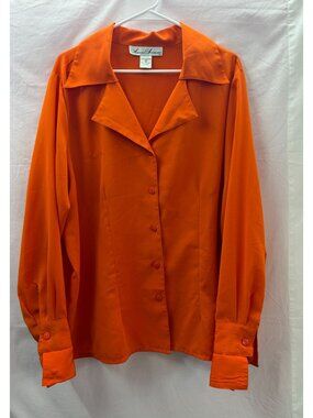 Ashley Stewart 20 Burnt Orange Button Down Evening Out or Business Casual Blouse